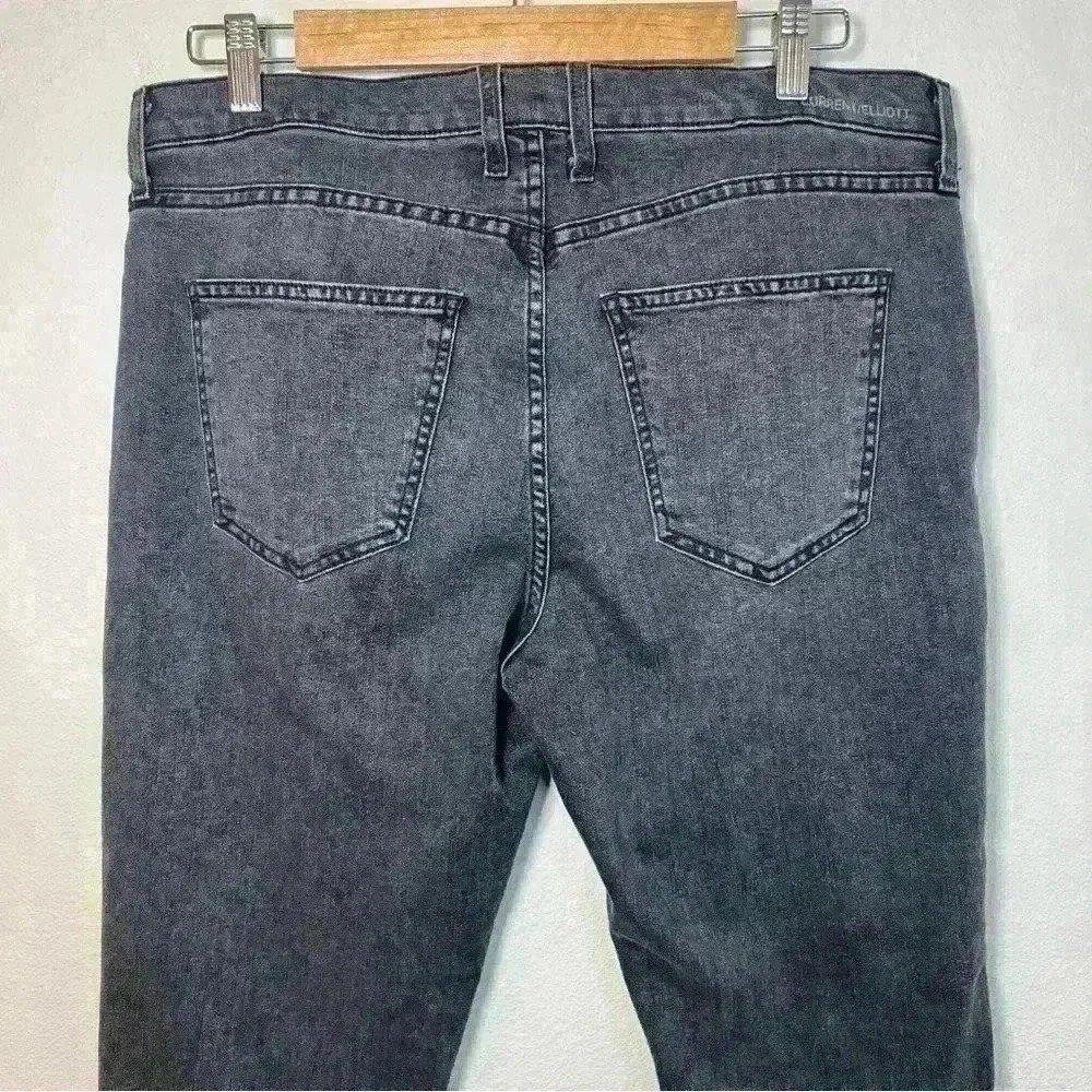 Current/Elliott The Fling Evermore Dark Gray Distressed Wash Denim Jeans Size 32 - Picture 9 of 13